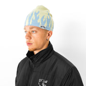 FLAME SKULL CAP BEANIE - YELLOW / BLUE