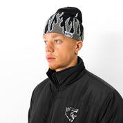 FLAME SKULL CAP BEANIE - BLACKOUT