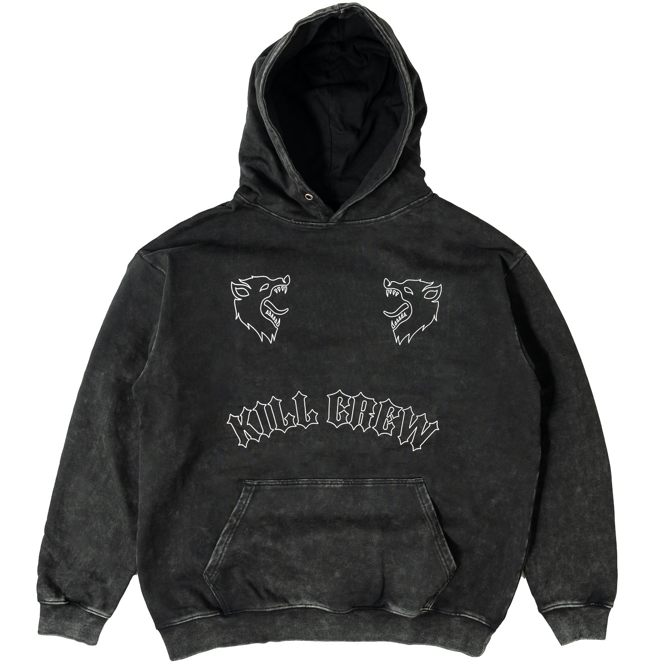 OVERSIZED LUX "TWO WOLVES" HOODIE - BLACK / WHITE