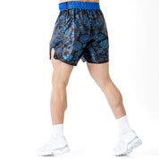BANDANA FIGHT SHORTS - BLACK / BLUE