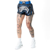 BANDANA FIGHT SHORTS - BLACK / BLUE