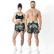 BANDANA FIGHT SHORTS - BLACK / NEON GREEN