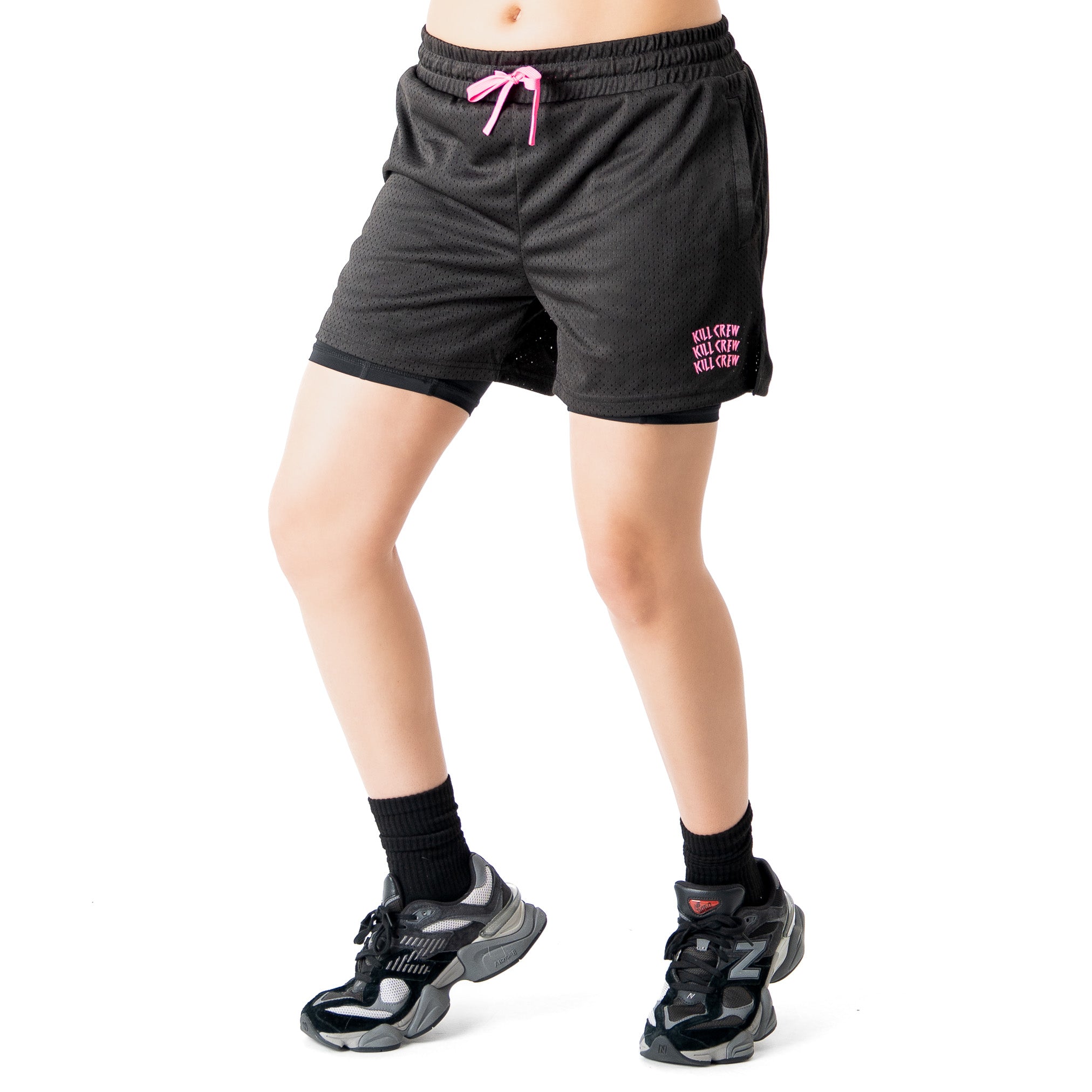 TRAINING SHORT WITH LINER - BLACK / PINK