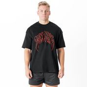 OVERSIZED "CLASSIC" T-SHIRT - BLACK / RED
