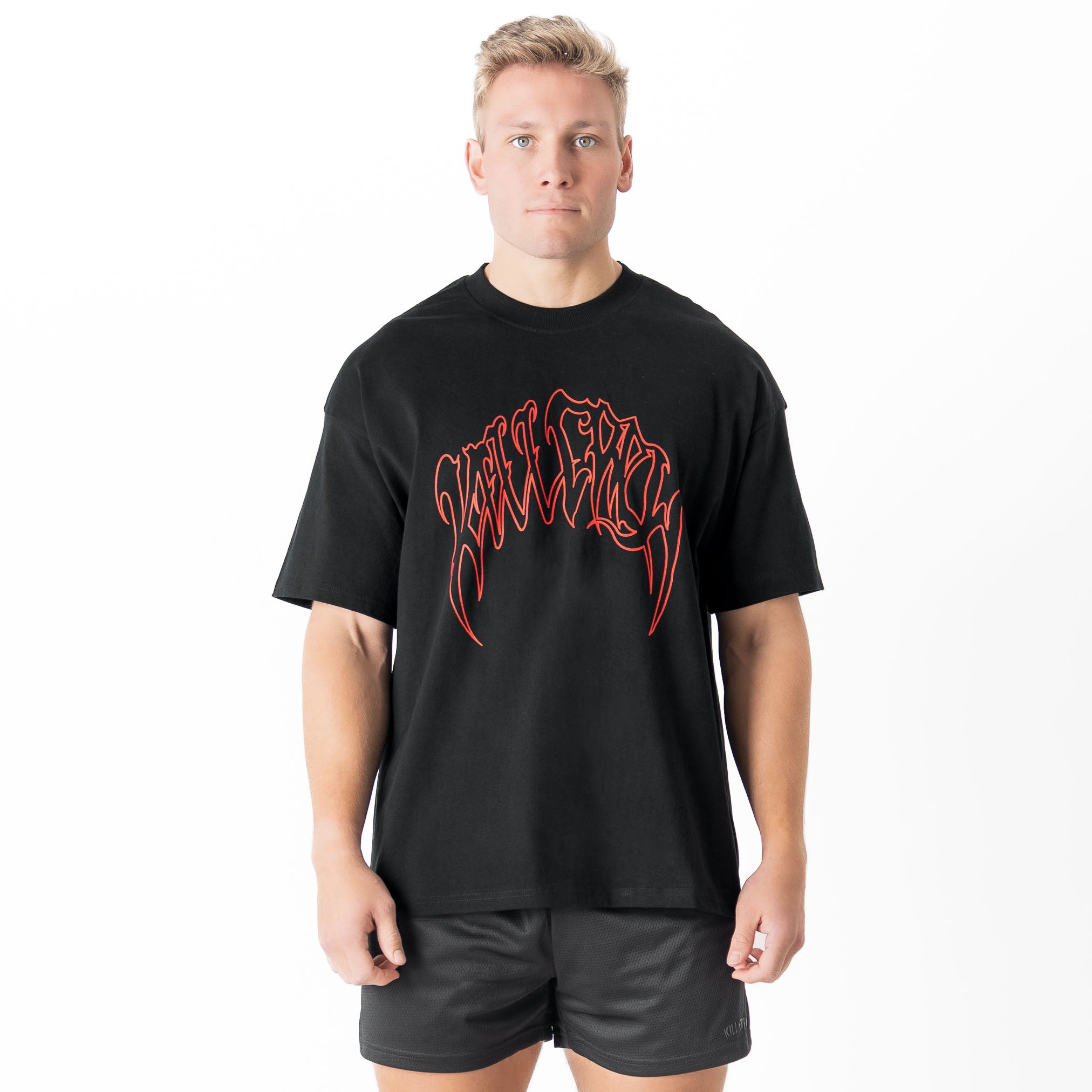 OVERSIZED "CLASSIC" T-SHIRT - BLACK / RED