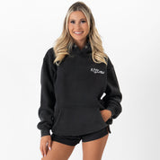 OVERSIZED LUX HOODIE "LOVE SEEING YOU HAPPY" - BLACK / WHITE