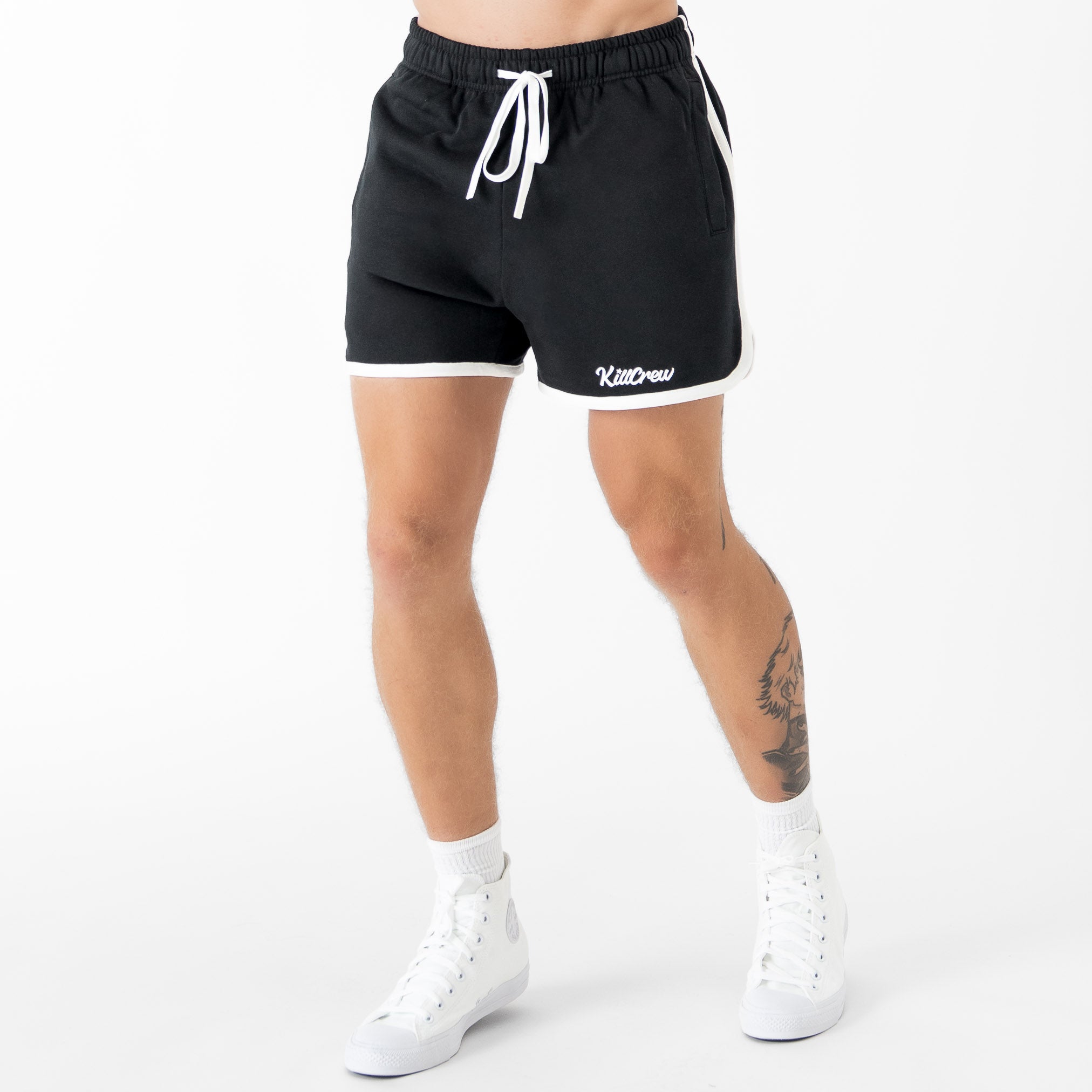 VINTAGE COTTON SHORTS (MID THIGH CUT) - BLACK