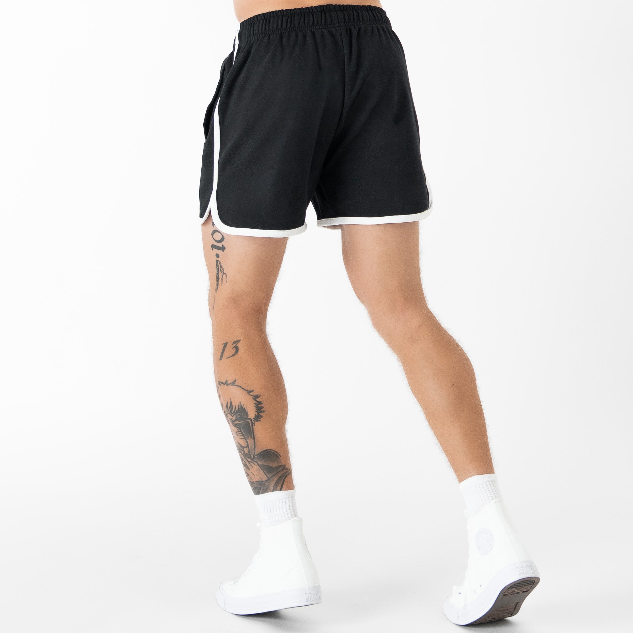 VINTAGE COTTON SHORTS (MID THIGH CUT) - BLACK