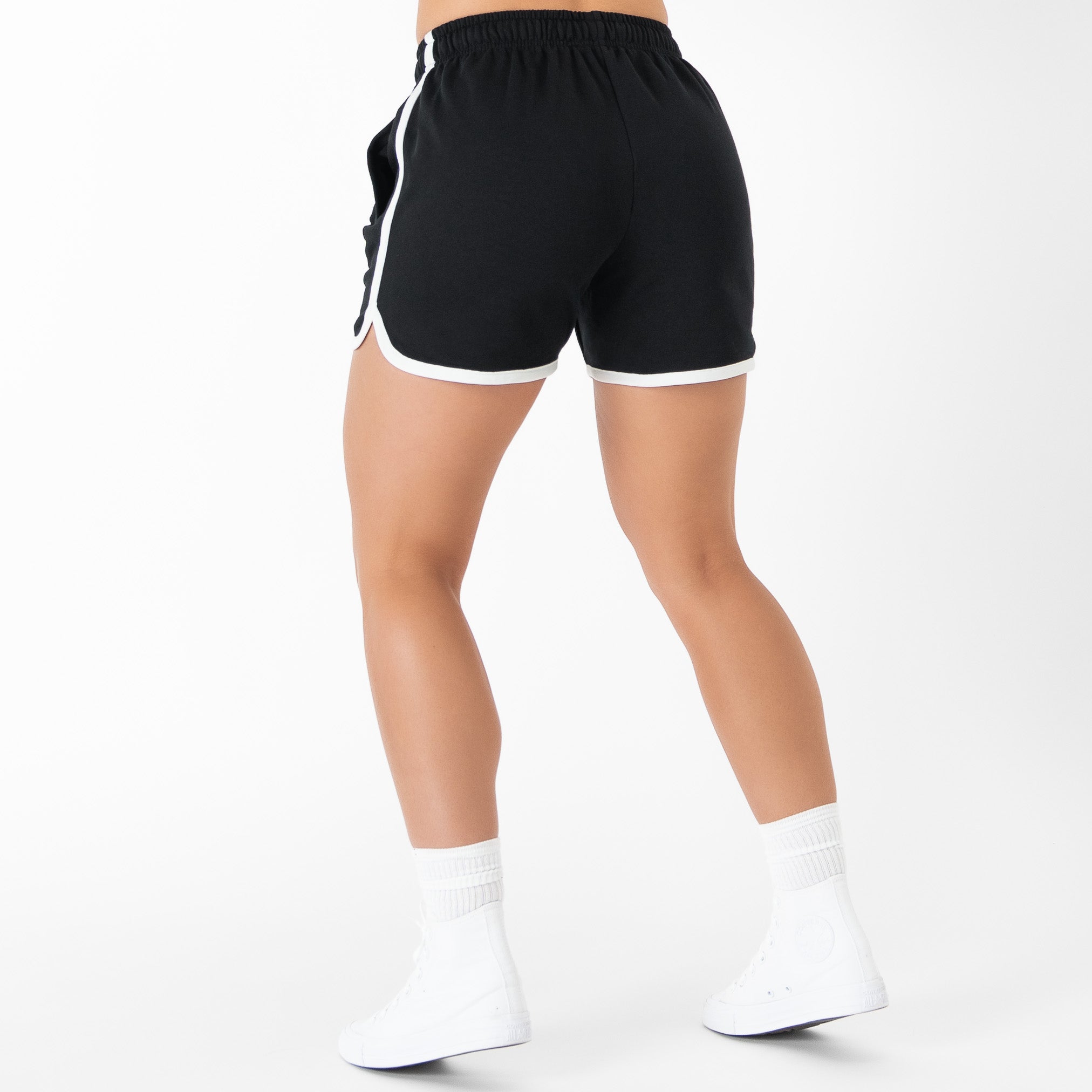 VINTAGE COTTON SHORTS (MID THIGH CUT) - BLACK