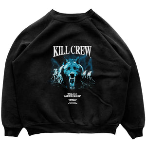 OVERSIZED LUX MIDST OF WOLVES CREW NECK - BLACK