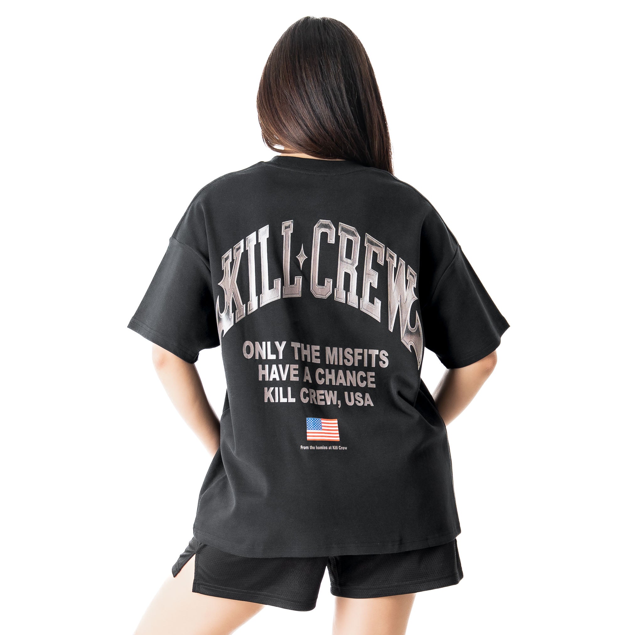 RELAXED FIT NATURAL COTTON CHROME T-SHIRT - BLACKOUT