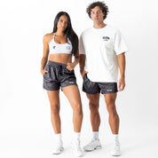 MUAY THAI SHORTS (MID THIGH CUT) - BLACK CROCODILE