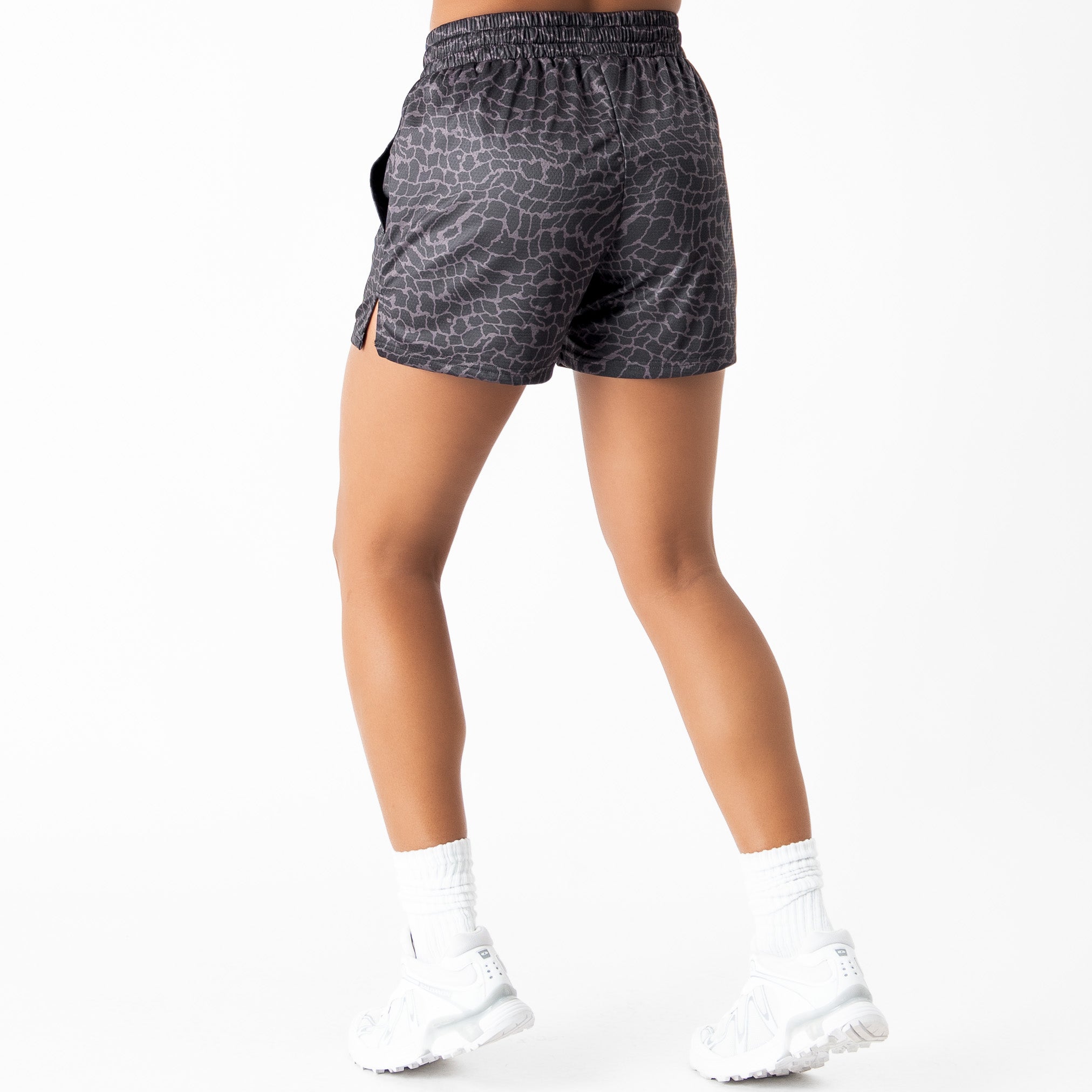 MUAY THAI SHORTS (MID THIGH CUT) - BLACK CROCODILE