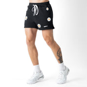 COTTON SHORTS (MID THIGH CUT) DAISY - BLACK