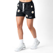 COTTON SHORTS (MID THIGH CUT) DAISY - BLACK