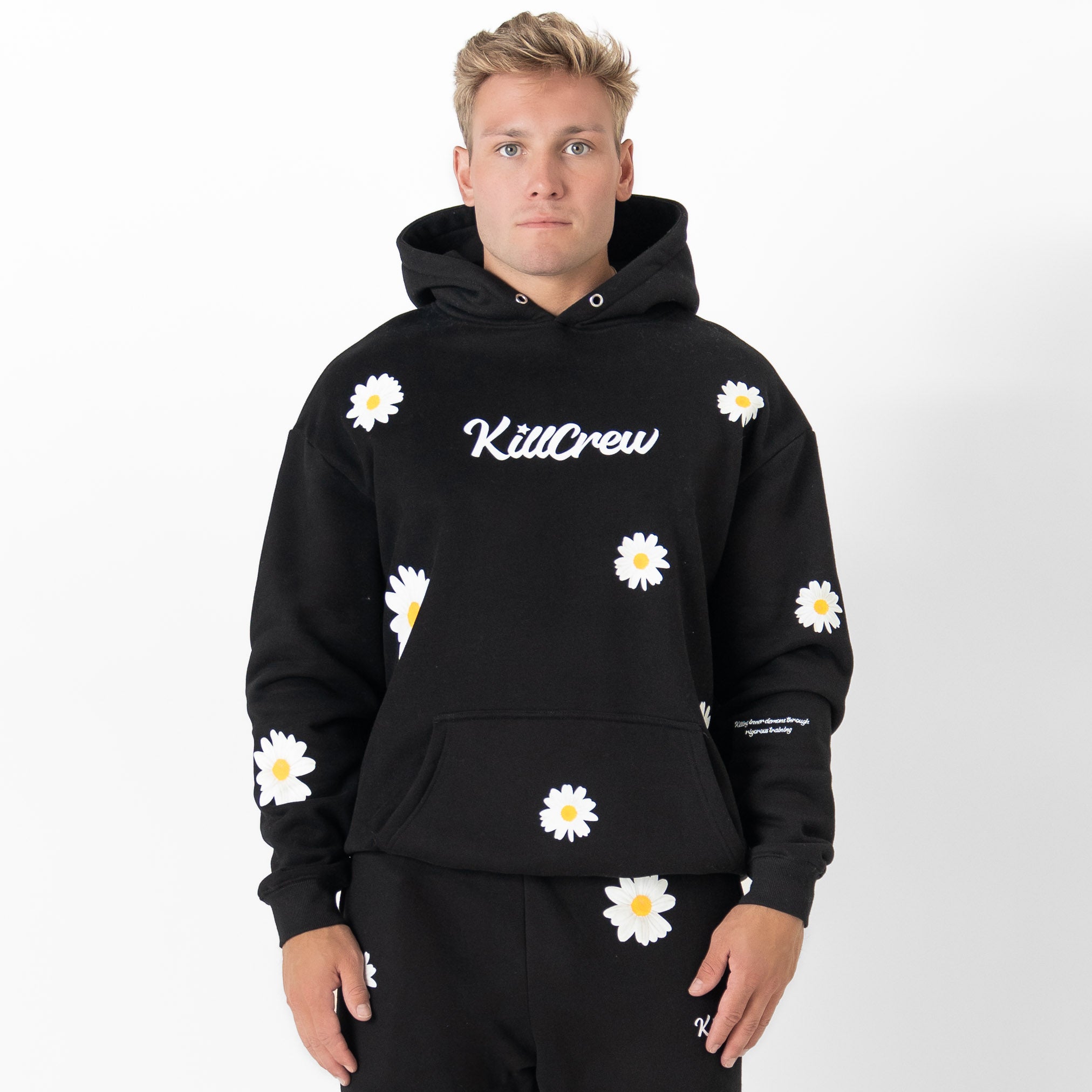 OVERSIZED LUX "DAISY" HOODIE - BLACK
