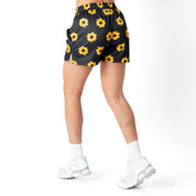 MUAY THAI SHORTS (MID THIGH CUT) SUNFLOWER - BLACK