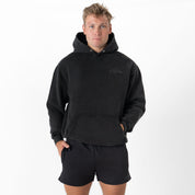 OVERSIZED LUX HOODIE "LOVE SEEING YOU HAPPY" - BLACKOUT