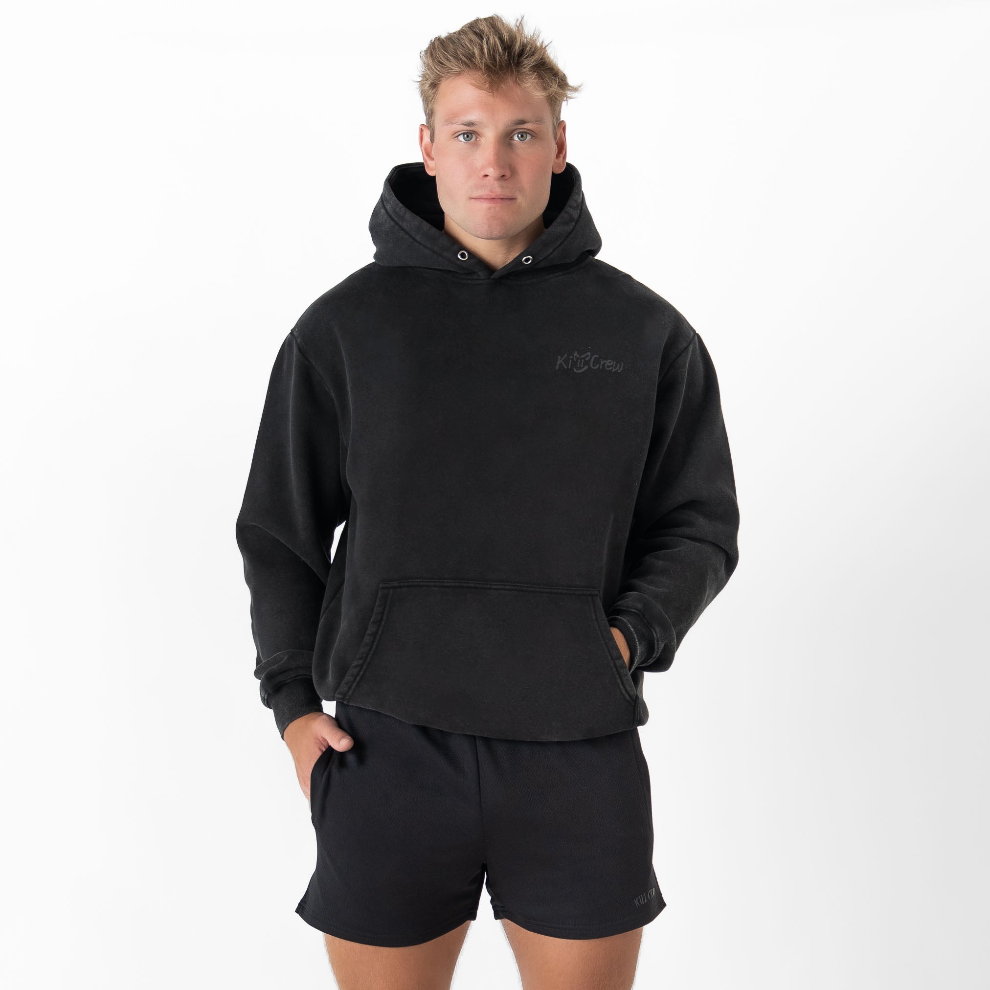 OVERSIZED LUX HOODIE "LOVE SEEING YOU HAPPY" - BLACKOUT
