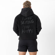 OVERSIZED LUX HOODIE "LOVE SEEING YOU HAPPY" - BLACKOUT