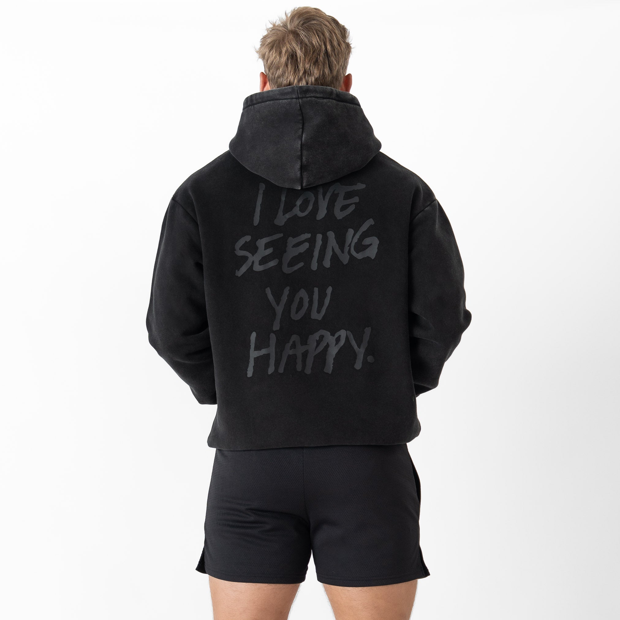 OVERSIZED LUX HOODIE "LOVE SEEING YOU HAPPY" - BLACKOUT