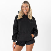 OVERSIZED LUX HOODIE "LOVE SEEING YOU HAPPY" - BLACKOUT