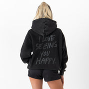 OVERSIZED LUX HOODIE "LOVE SEEING YOU HAPPY" - BLACKOUT