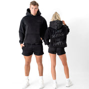 OVERSIZED LUX HOODIE "LOVE SEEING YOU HAPPY" - BLACKOUT