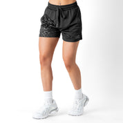 MUAY THAI FLAME SHORTS (MID THIGH CUT) - BLACKOUT