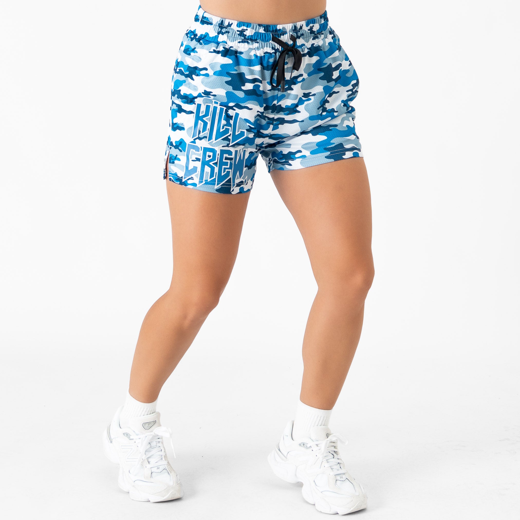 MUAY THAI SHORTS (MID THIGH CUT) - BLUE CAMO