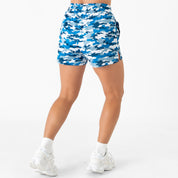 MUAY THAI SHORTS (MID THIGH CUT) - BLUE CAMO