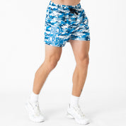 MUAY THAI SHORTS (MID THIGH CUT) - BLUE CAMO