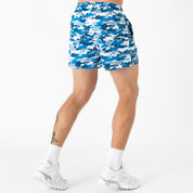 MUAY THAI SHORTS (MID THIGH CUT) - BLUE CAMO