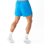 MUAY THAI SHORTS (MID THIGH CUT) - HIGHLIGHTER BLUE