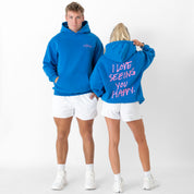 OVERSIZED LUX HOODIE "LOVE SEEING YOU HAPPY" - BLUE / PINK