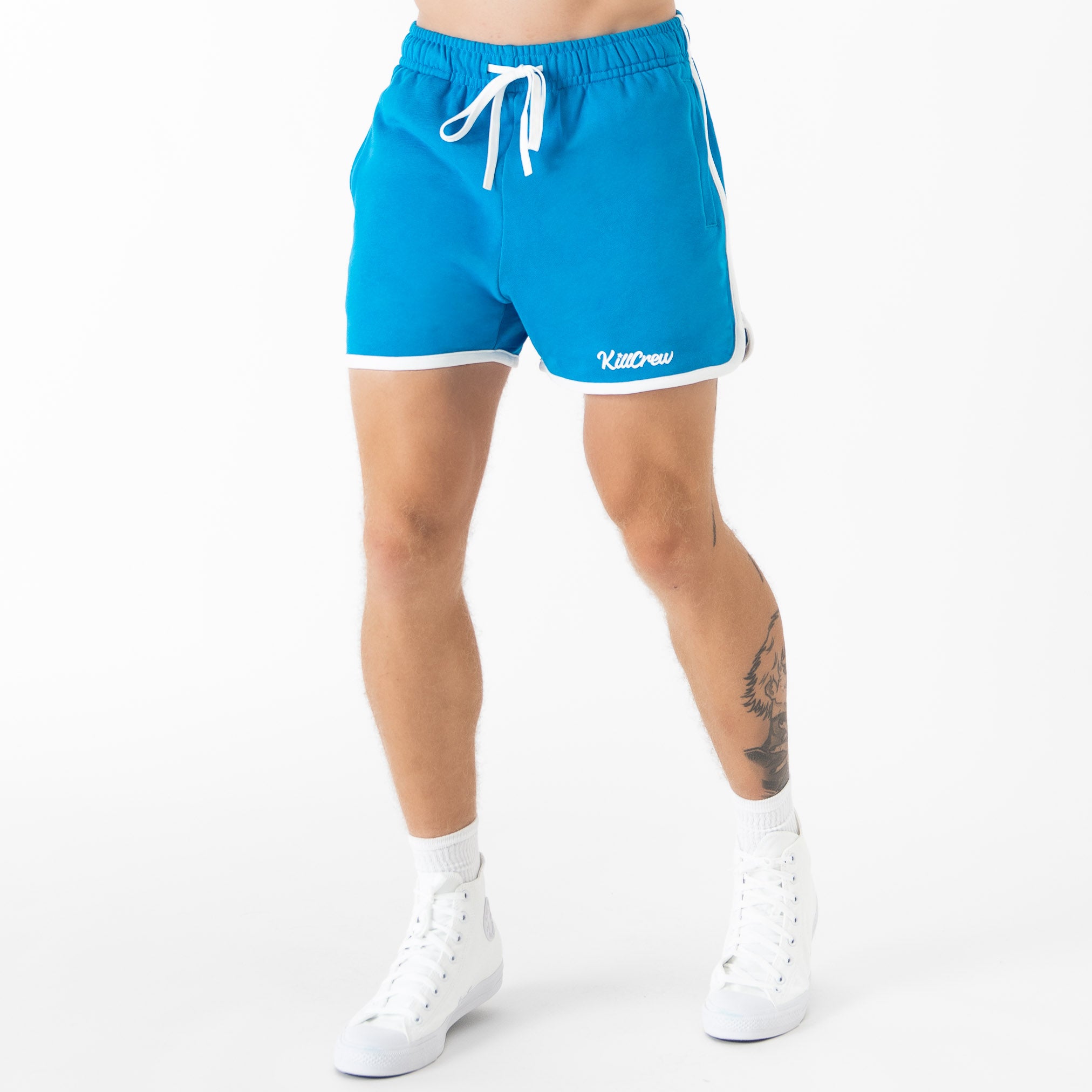 VINTAGE COTTON SHORTS (MID THIGH CUT) - BLUE
