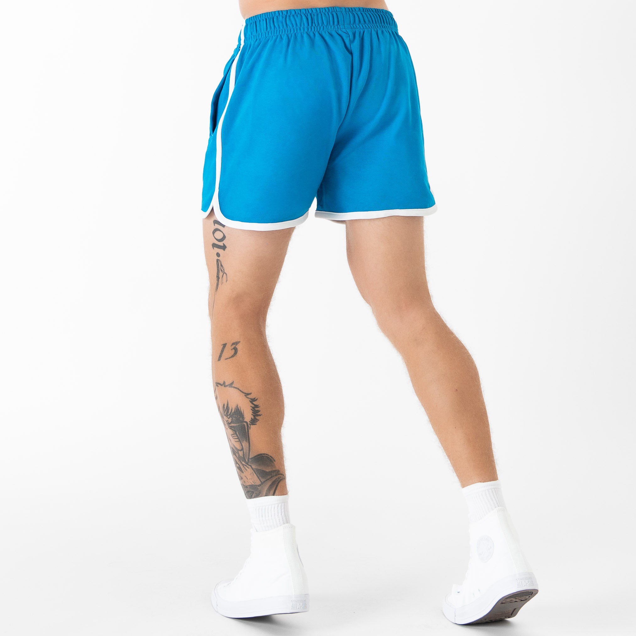 VINTAGE COTTON SHORTS (MID THIGH CUT) - BLUE