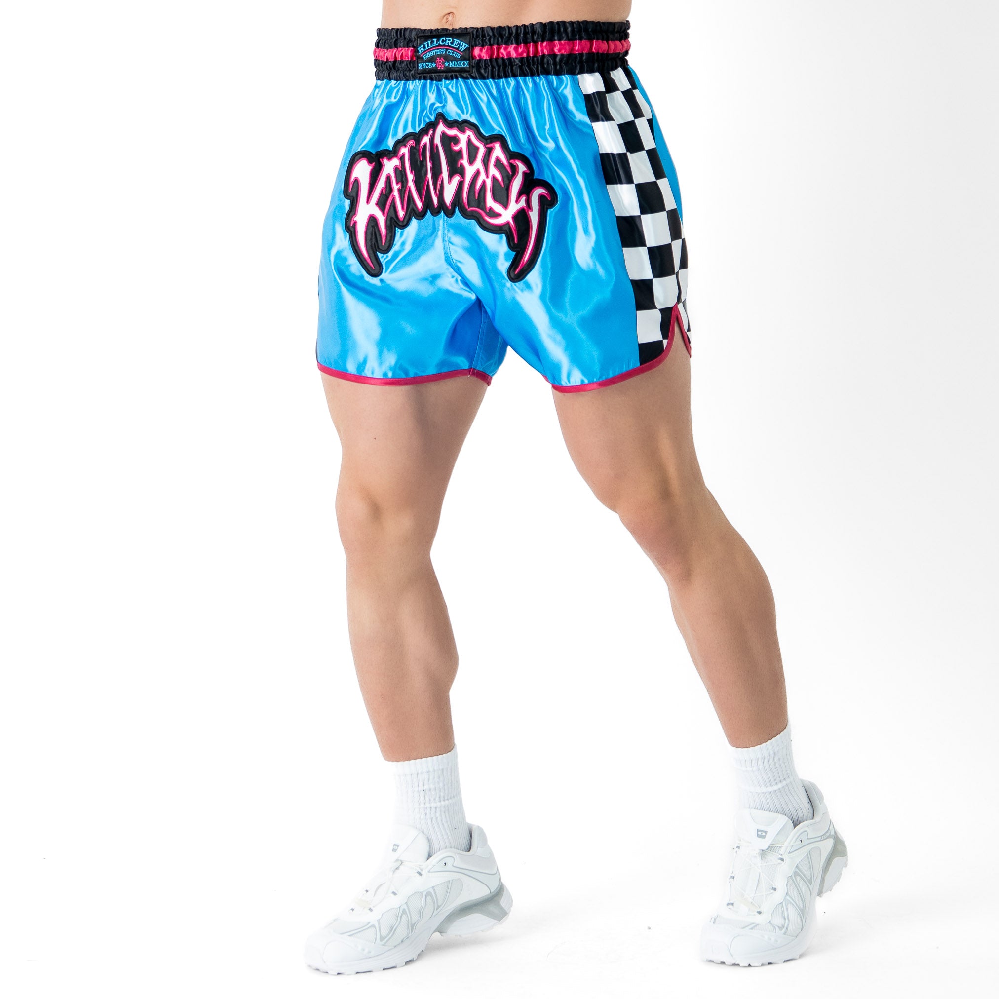 CHECKER FIGHT SHORT - BLUE