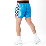 CHECKER FIGHT SHORT - BLUE