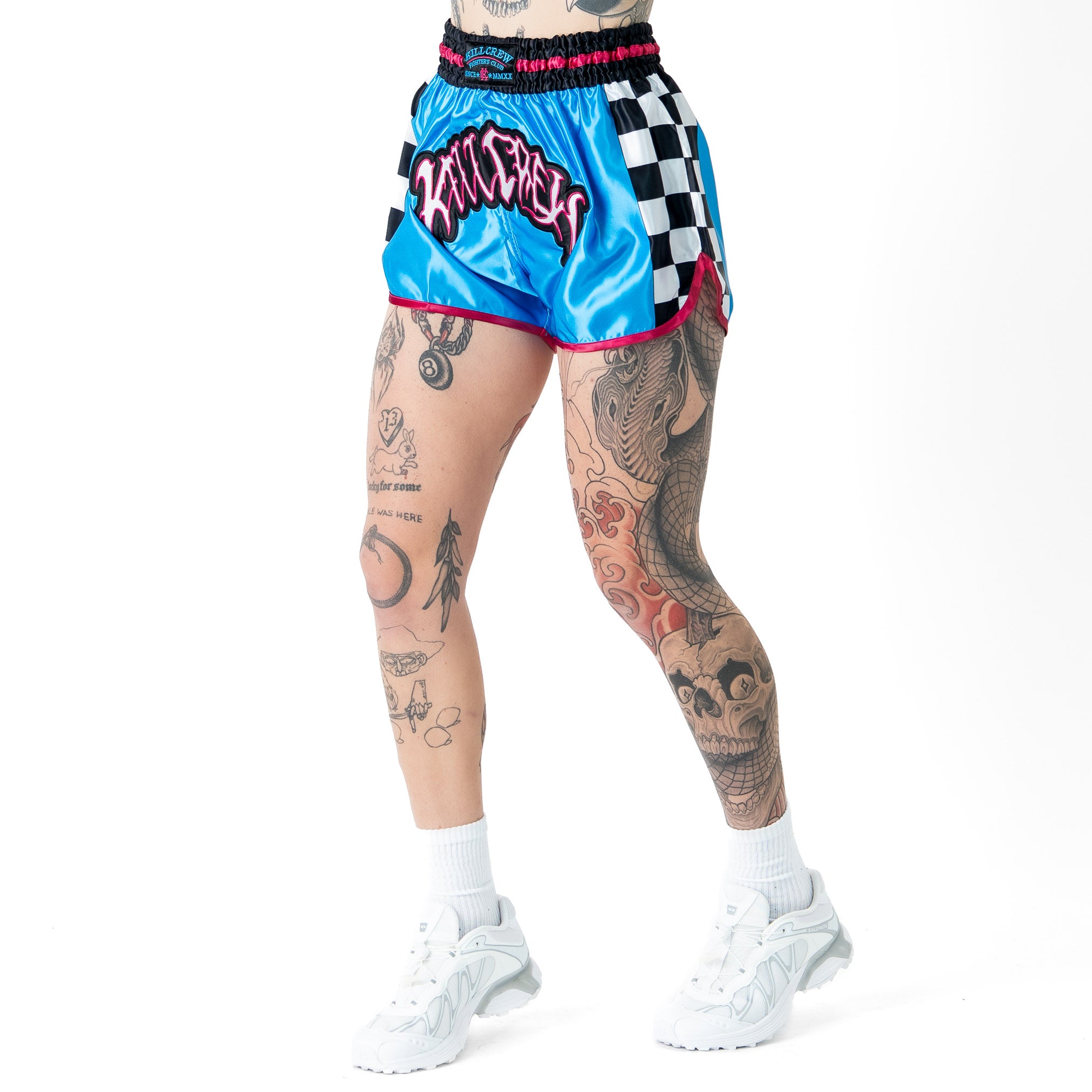 CHECKER FIGHT SHORT - BLUE