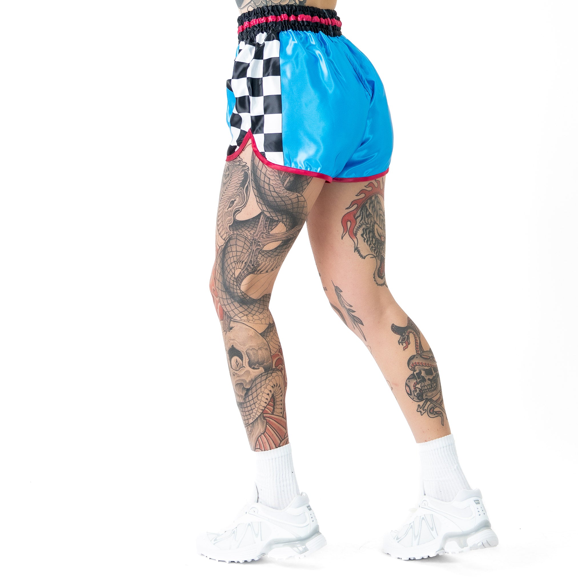 CHECKER FIGHT SHORT - BLUE