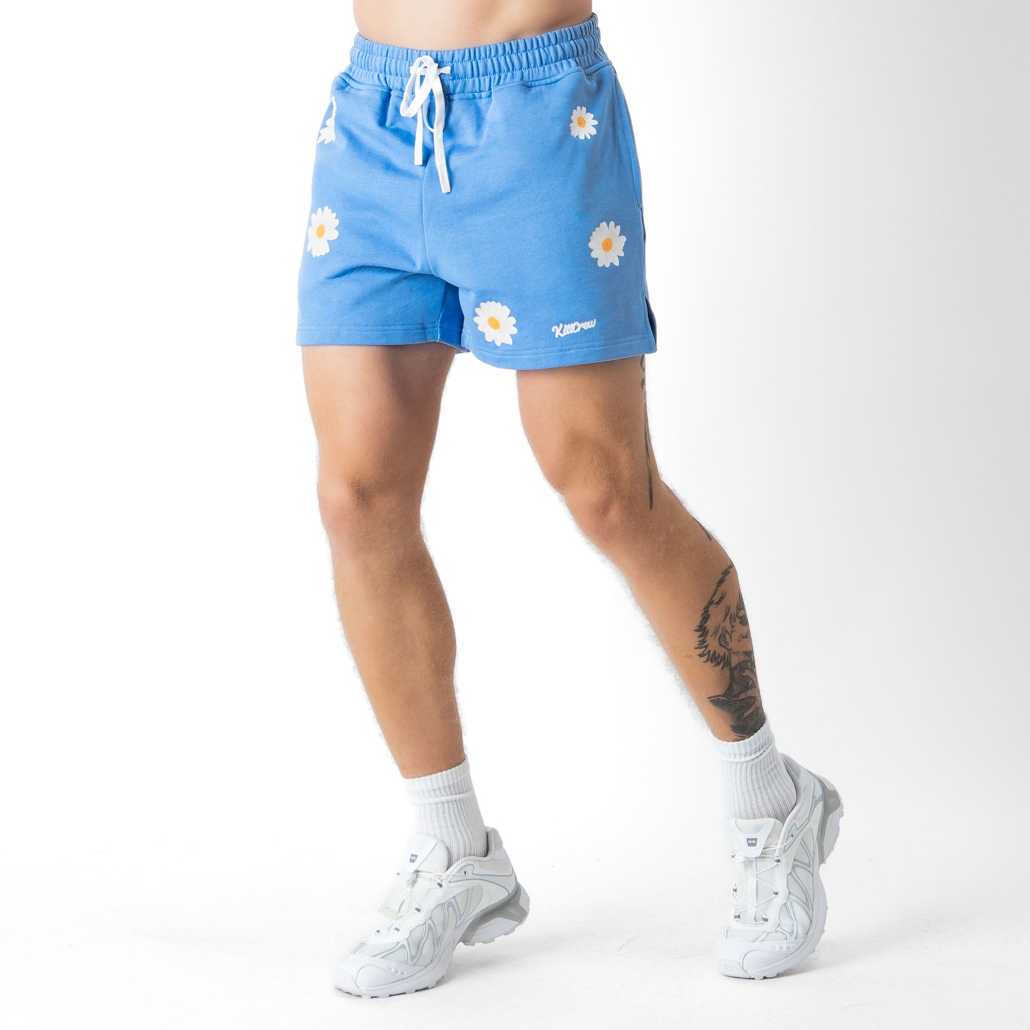 COTTON SHORTS (MID THIGH CUT) DAISY - BLUE
