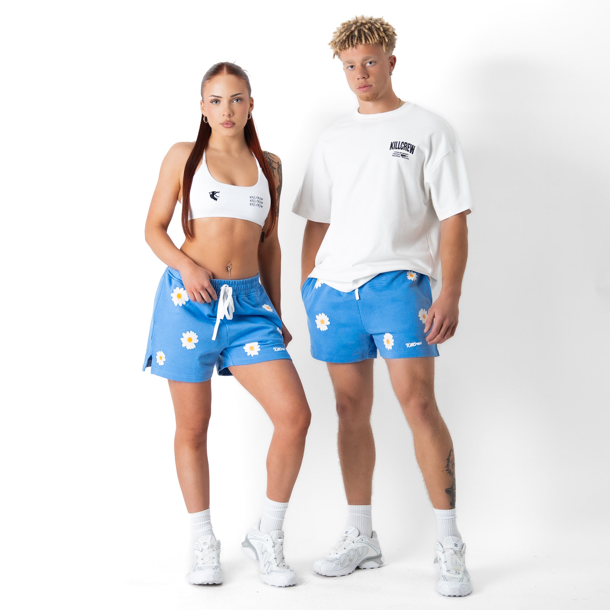 COTTON SHORTS (MID THIGH CUT) DAISY - BLUE – Kill Crew