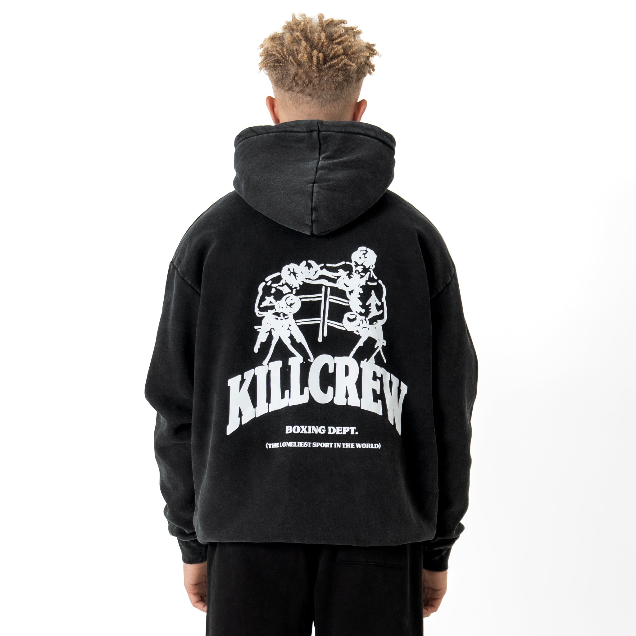 OVERSIZED LUX BOXING DEPARTMENT HOODIE - BLACK / WHITE