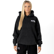 OVERSIZED LUX BOXING DEPARTMENT HOODIE - BLACK / WHITE