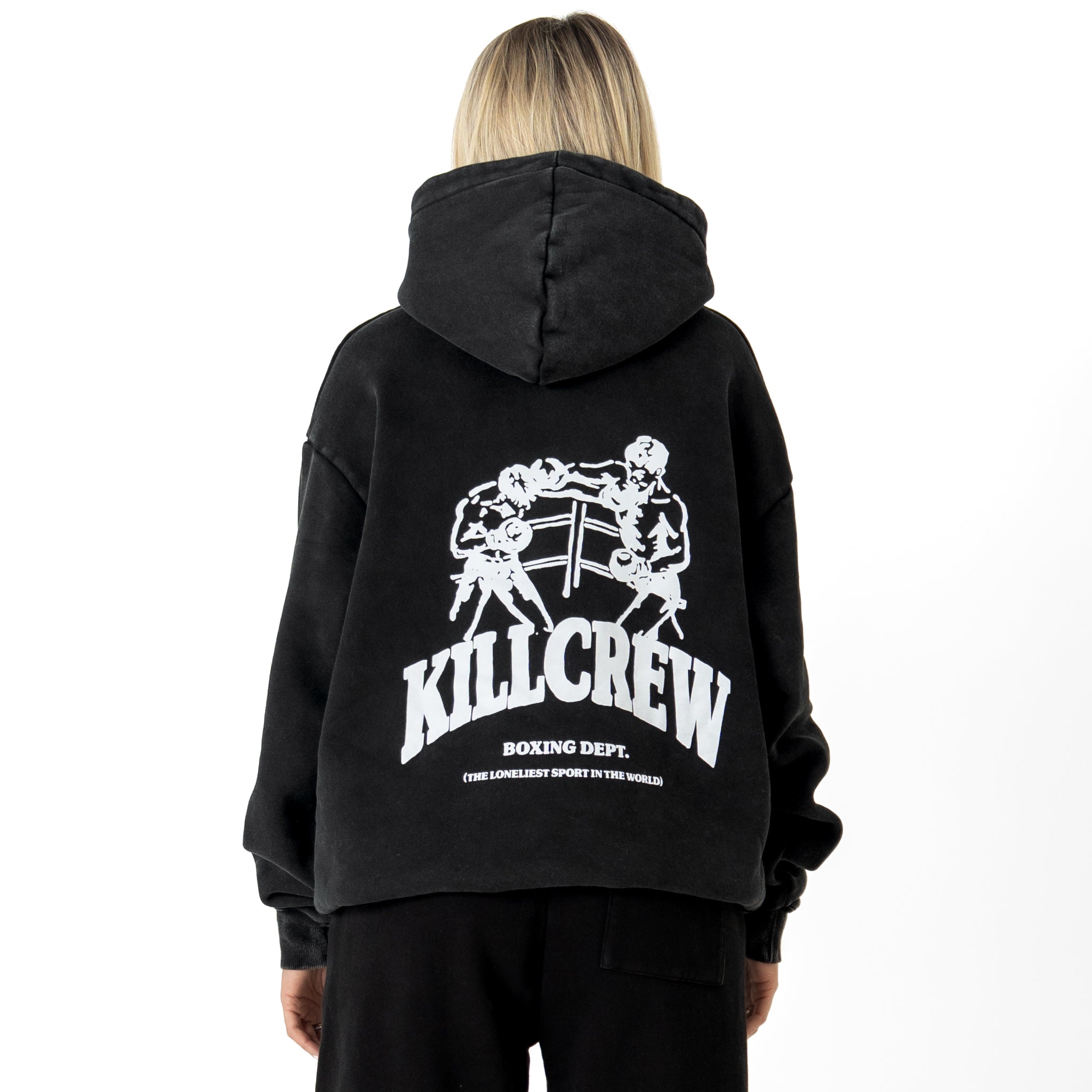 OVERSIZED LUX BOXING DEPARTMENT HOODIE - BLACK / WHITE