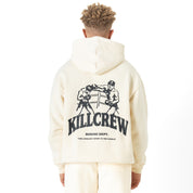 OVERSIZED LUX BOXING DEPARTMENT HOODIE - CREAM / BLACK