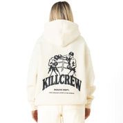 OVERSIZED LUX BOXING DEPARTMENT HOODIE - CREAM / BLACK