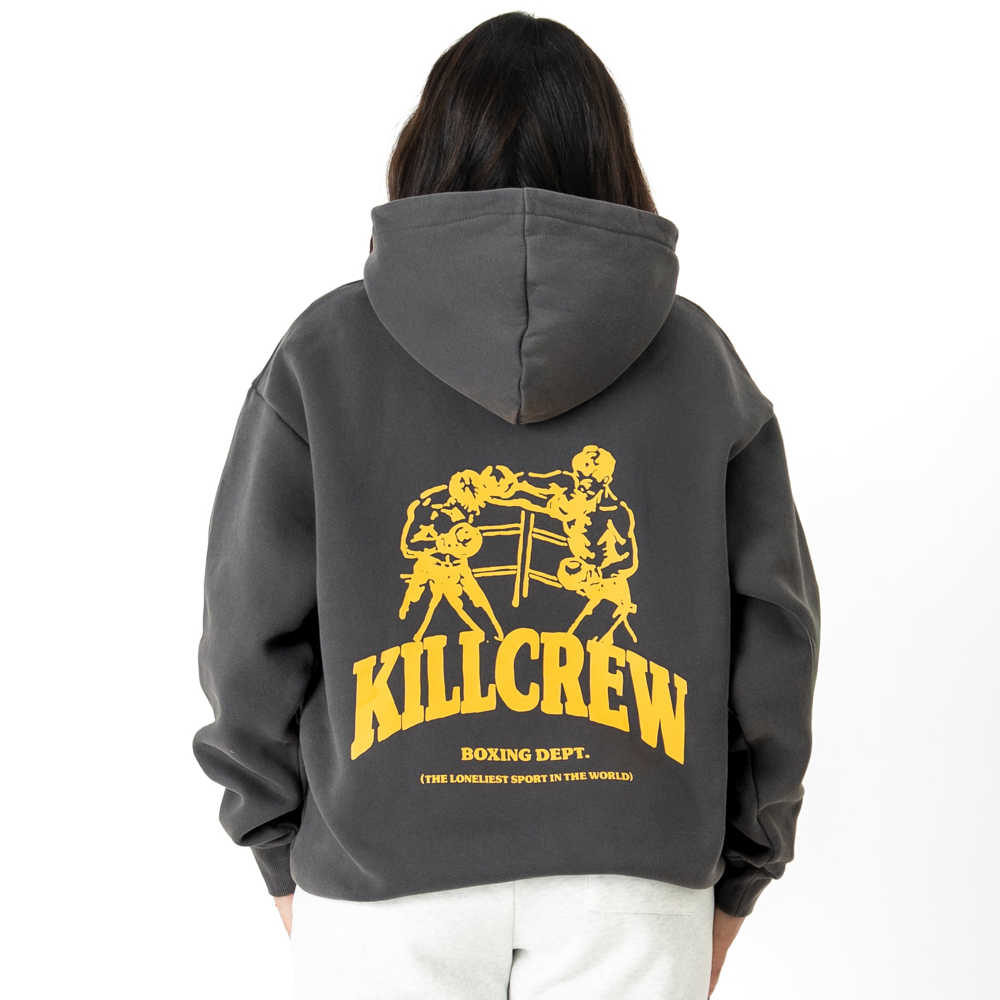 OVERSIZED LUX BOXING DEPARTMENT HOODIE - GUNMETAL / GOLD