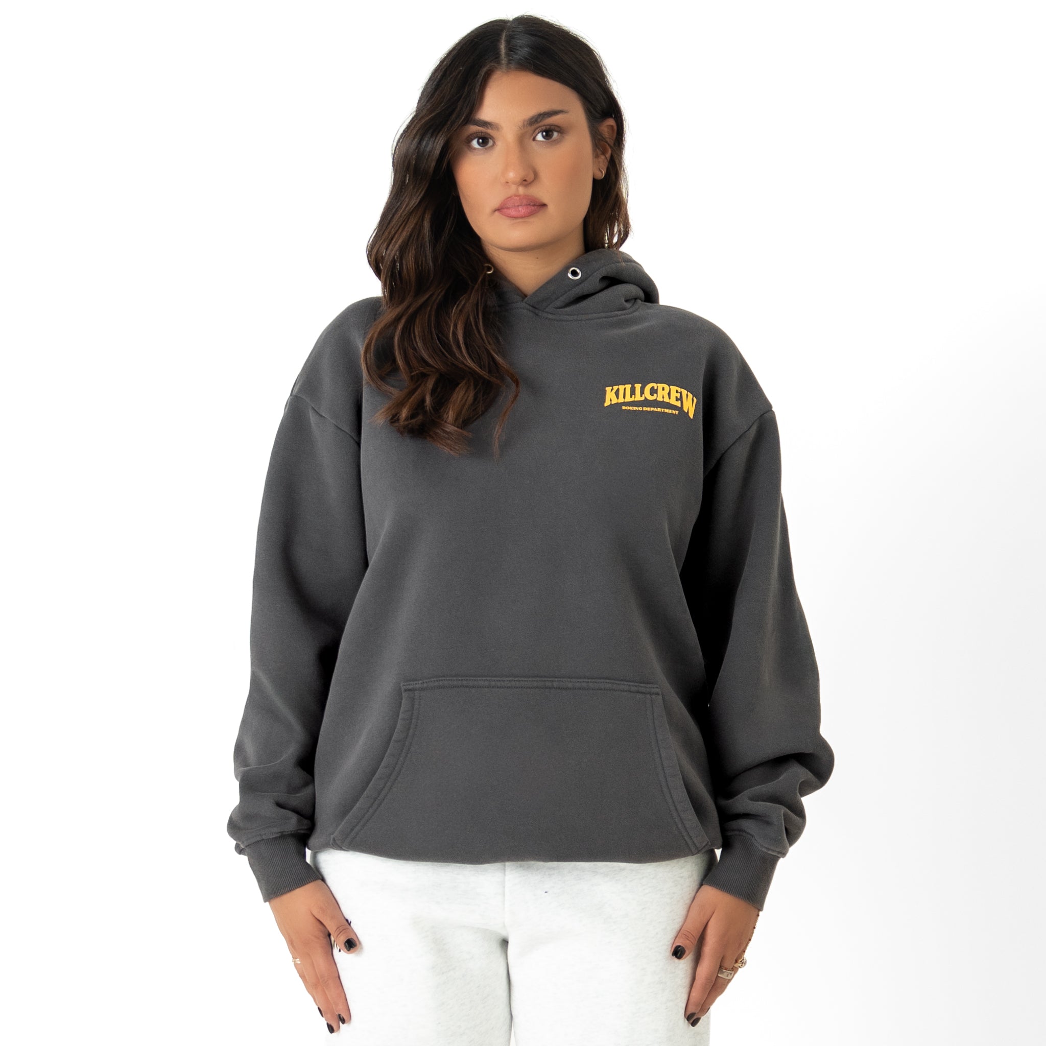 OVERSIZED LUX BOXING DEPARTMENT HOODIE - GUNMETAL / GOLD